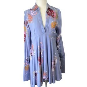 Women’s Free People long sleeve floral v neck tunic mini dress size xs
